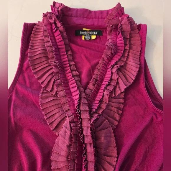 Le Chateau Fuchsia Ruffled Top - Picture 1 of 5